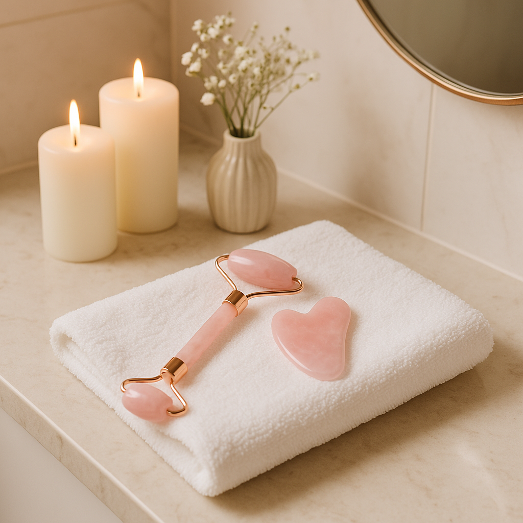 Jade roller gua sha in spa environment