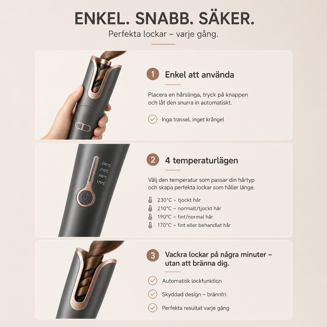 Vera Curler - Automatisk locktång - Vackra lockar som håller hela dagen
