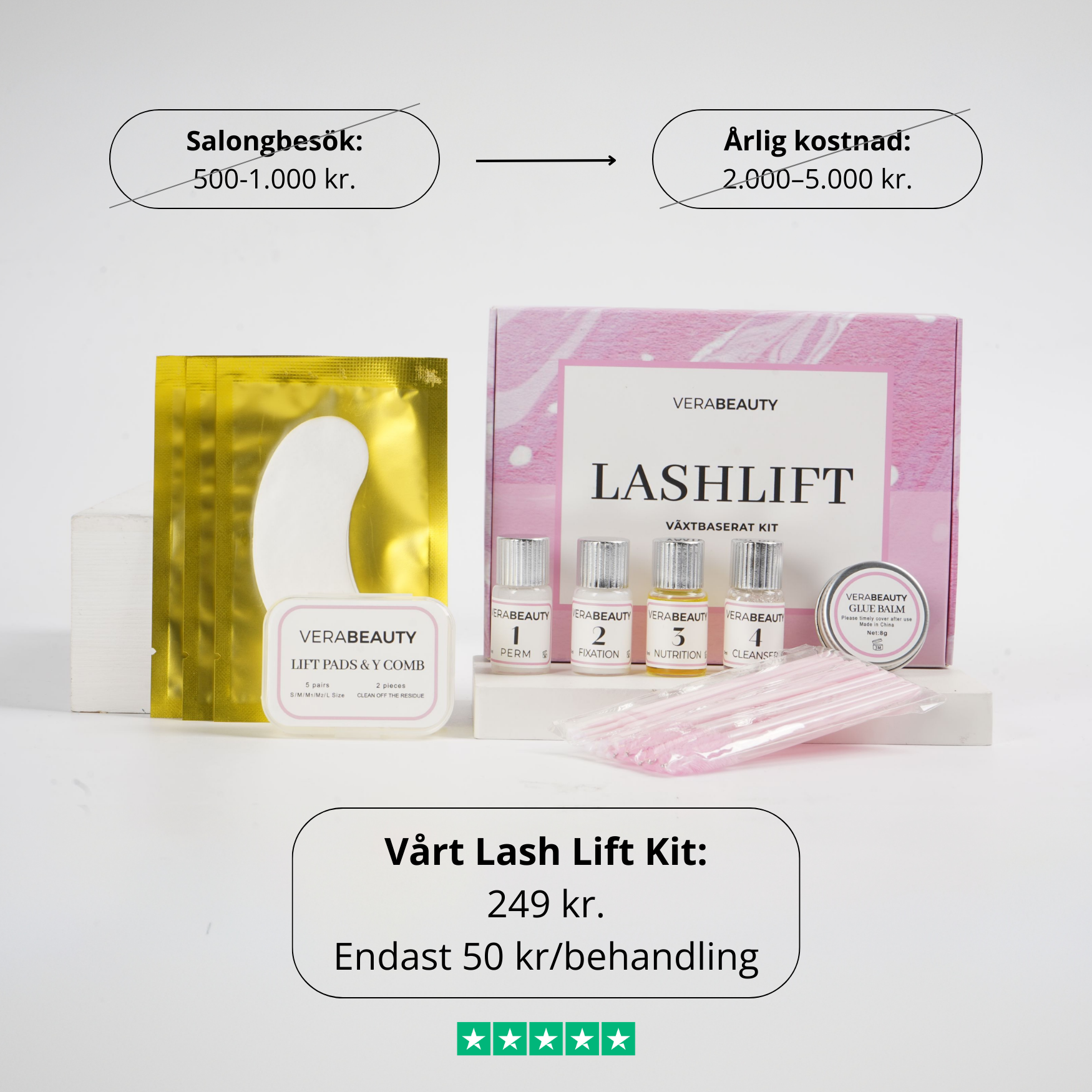 best at home lash lift kit - 5 behandlinger 50 kr.