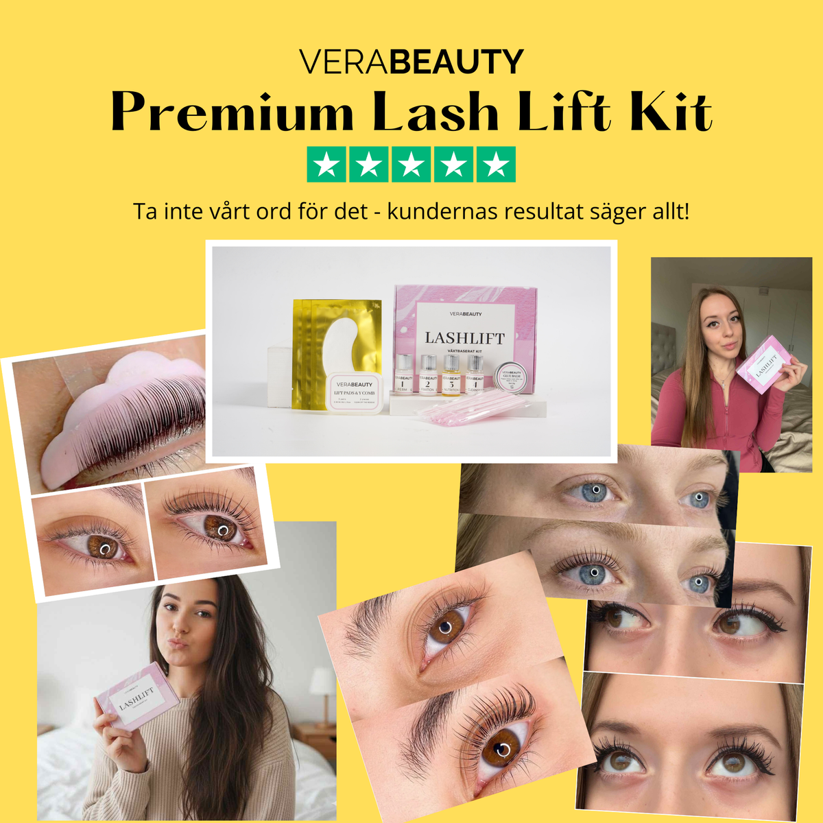 Kundernas resultat med Vera Lash Lift Kit - lyfta fransar hemma