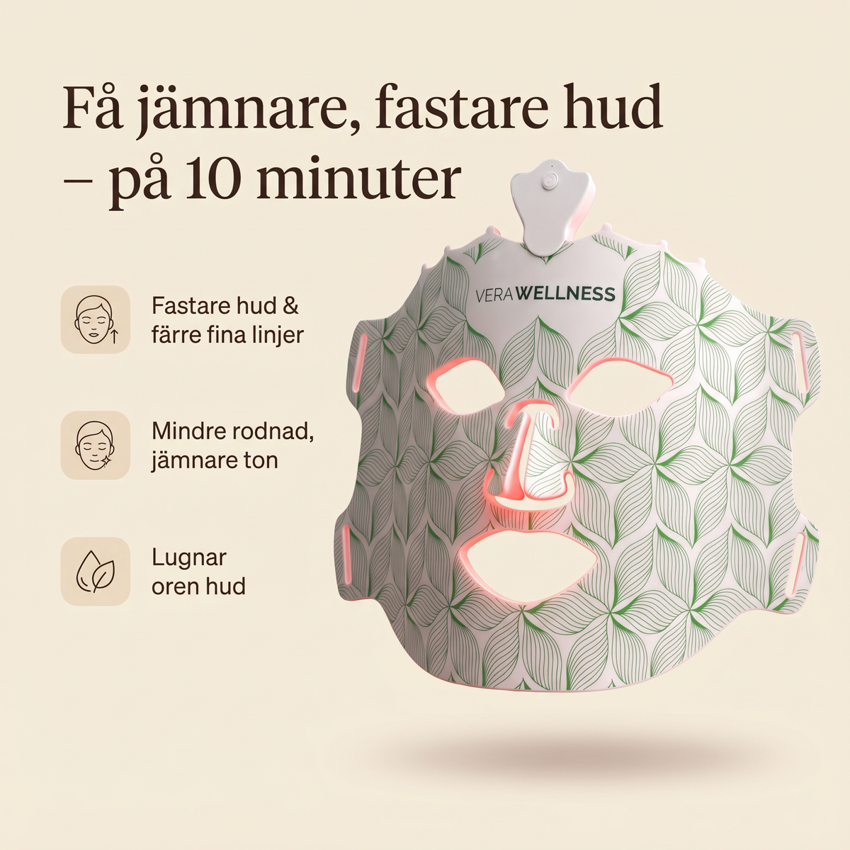 LED-mask för jämnare och fastare hud på 10 minuter
