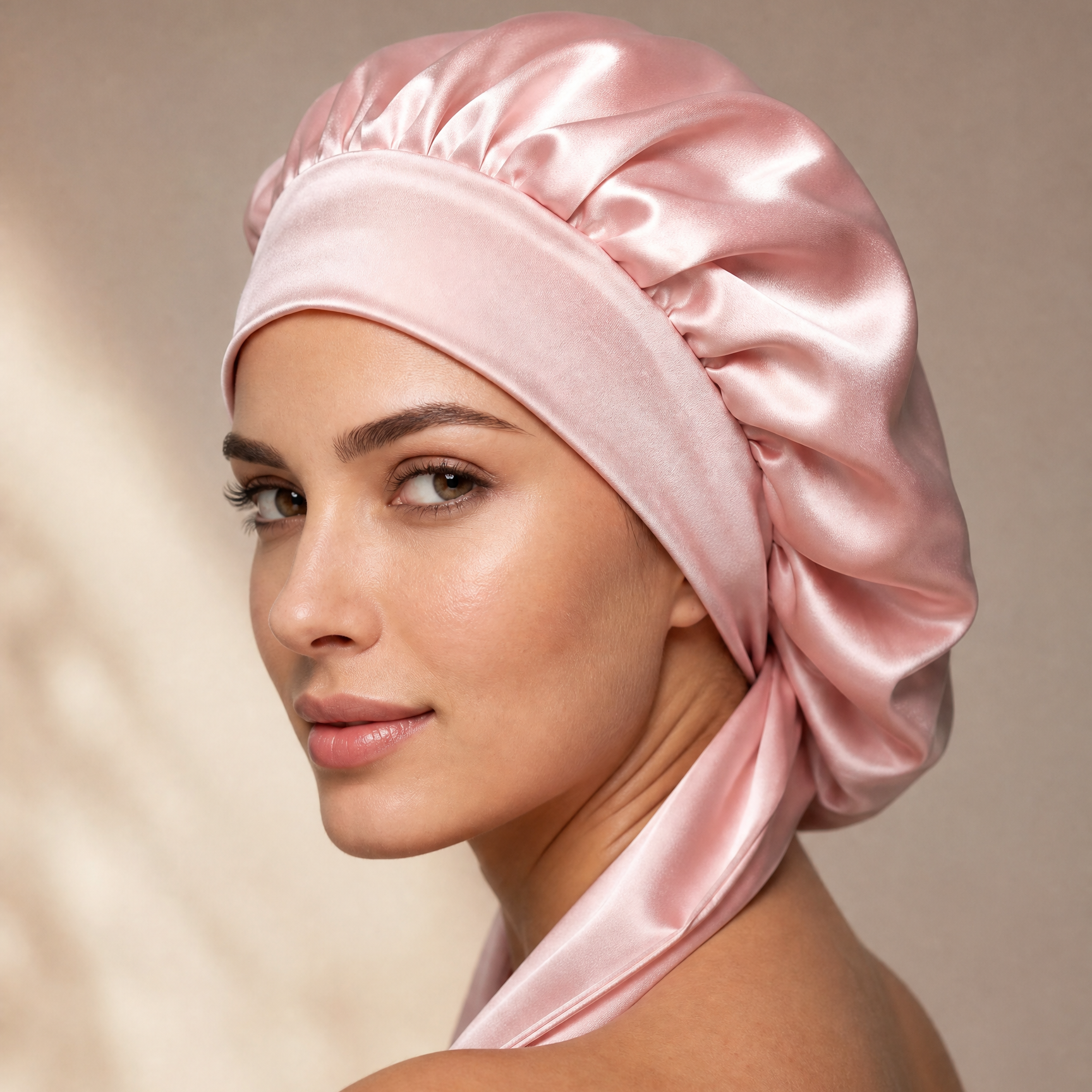 Silk Bonnet i 100% Mullbärssilke - 22 momme med långt knytband