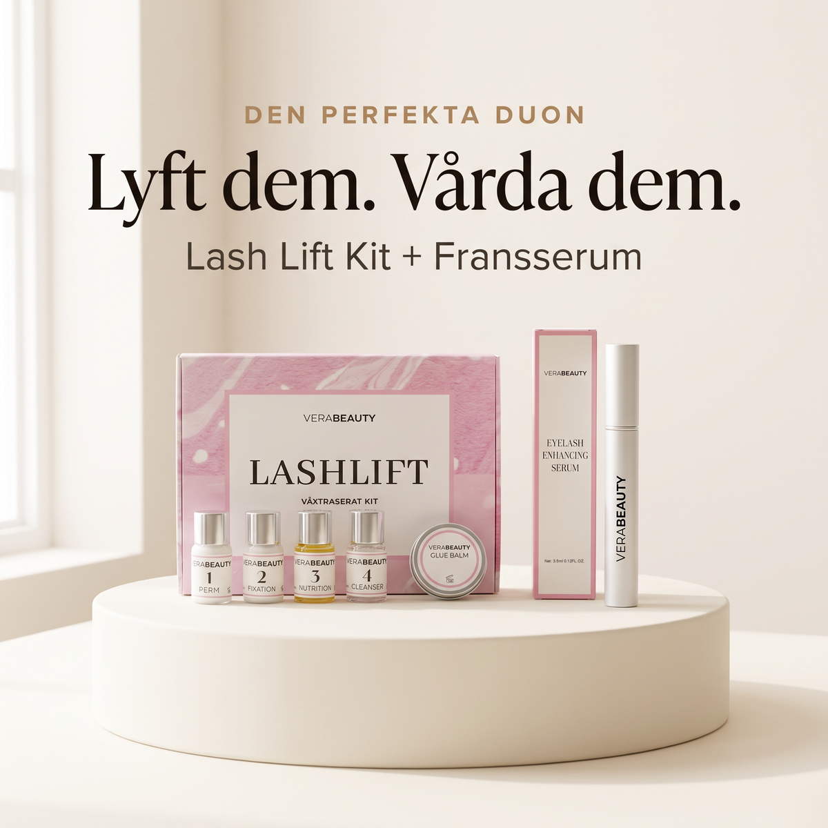 Vera Lash Lift Kit och ögonfransserum i ett paket - lyft fransarna och vårda dem