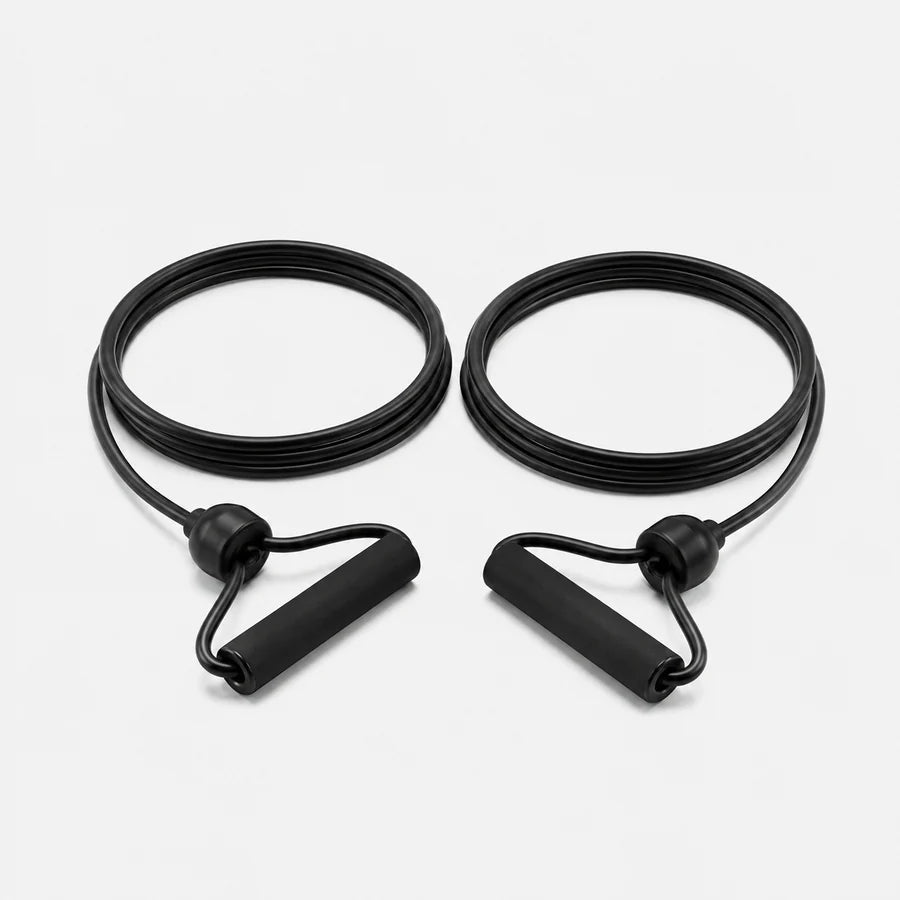 Två motståndsband med handtag som ingår till Vera FIT vibrationsplatta