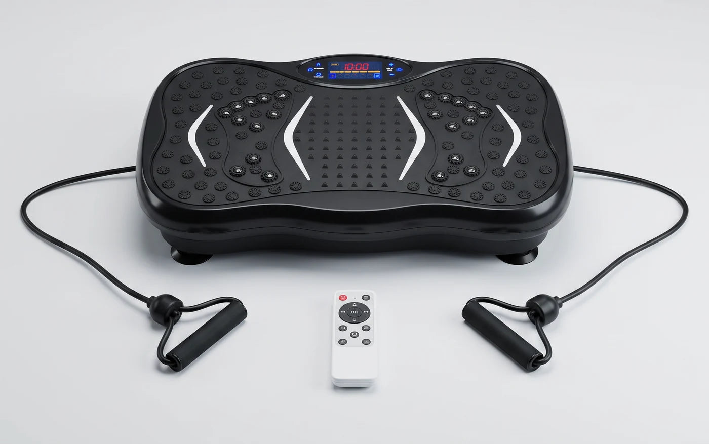 Vera FIT vibrationsplatta med upplyst LED-display, träningsband och trådlös fjärrkontroll